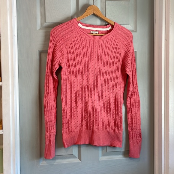 Sonoma Women's L Pink Cable Knit 100% Cotton Long Sleeve Crew Neck Sweater - Picture 1 of 4